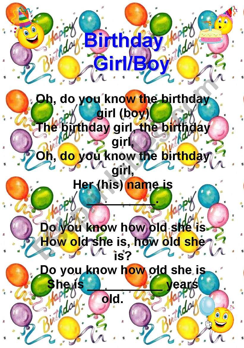 A different birthday song worksheet