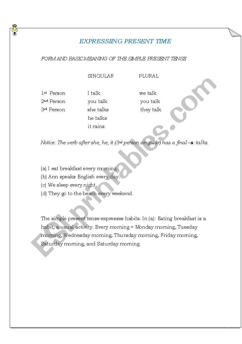 Simple present tense worksheet