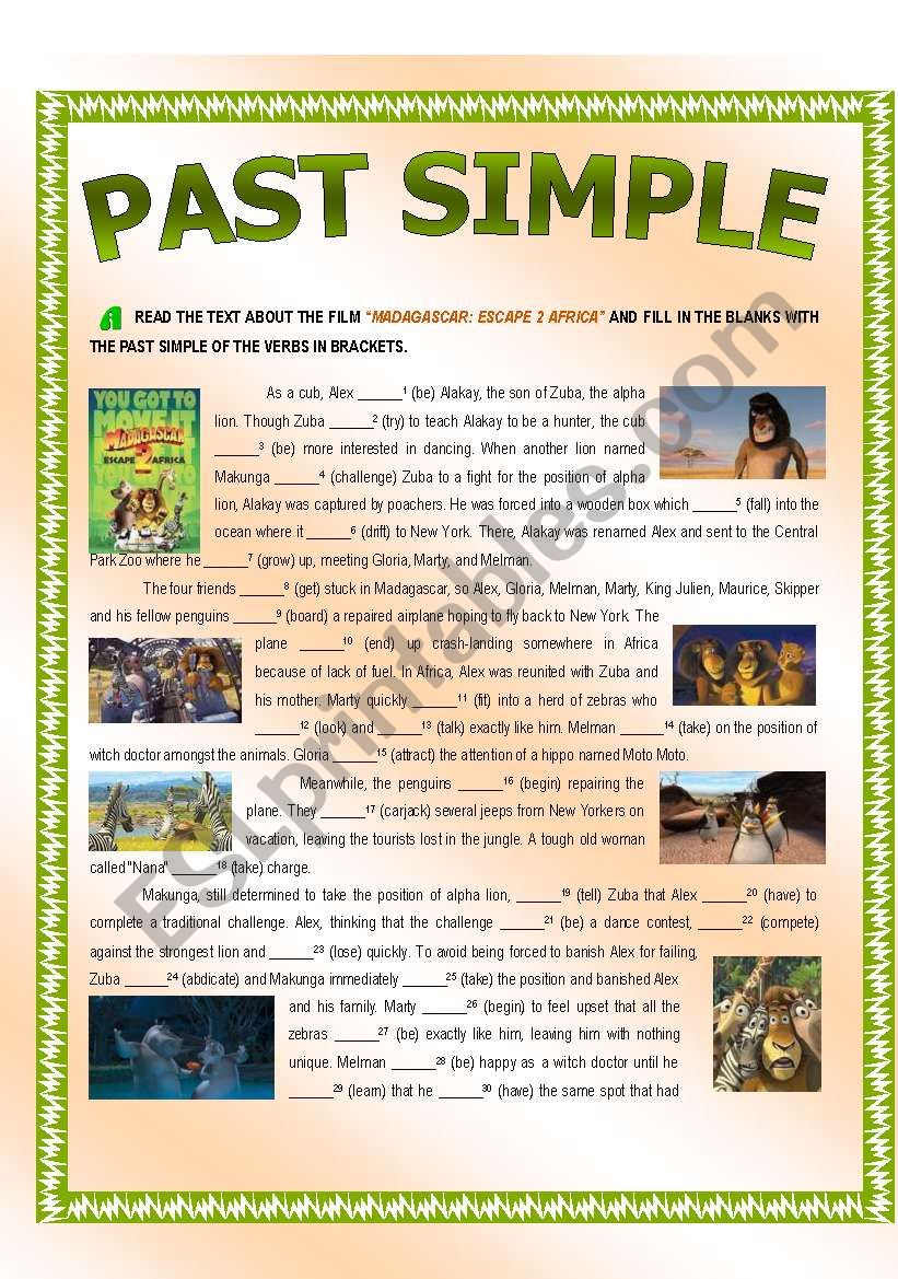 Past Simple - MADAGASCAR: ESCAPE 2 AFRICA