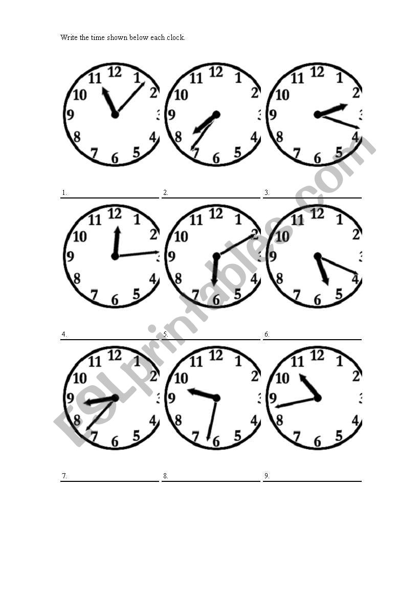 Tell the time worksheet