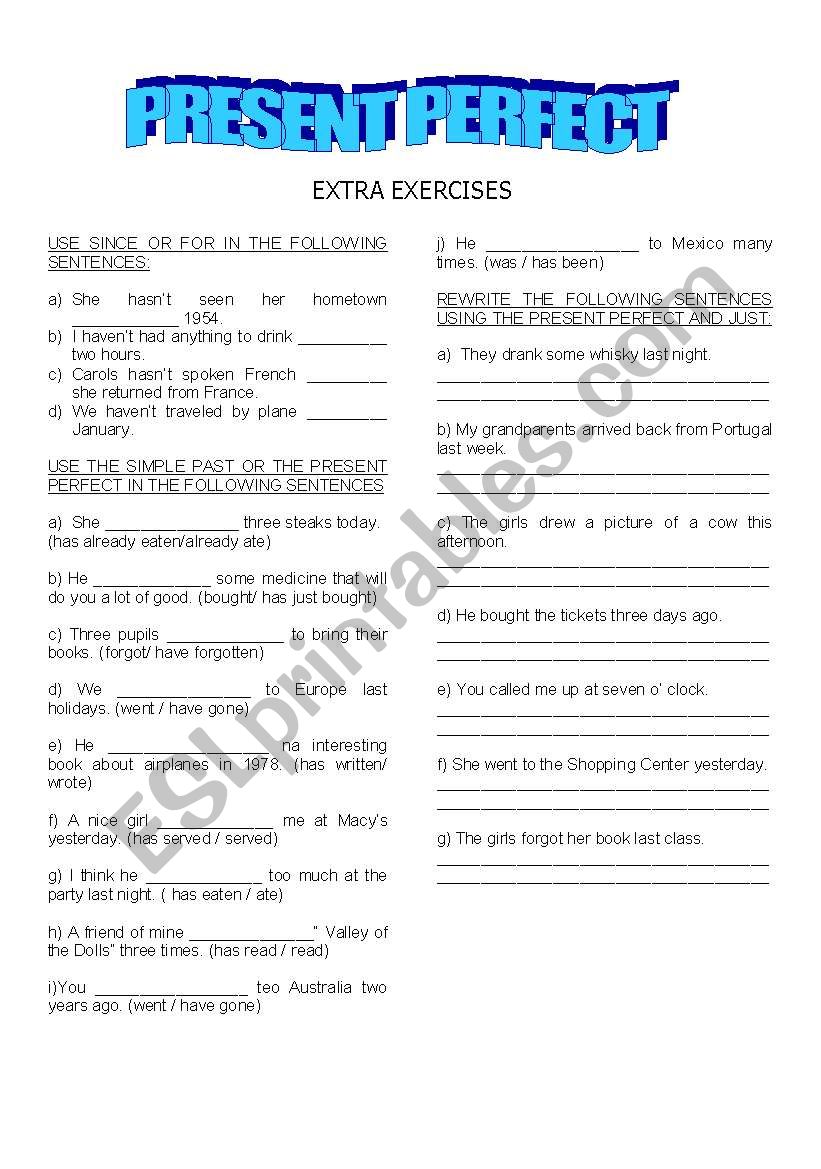 PRESENT PERFECT worksheet