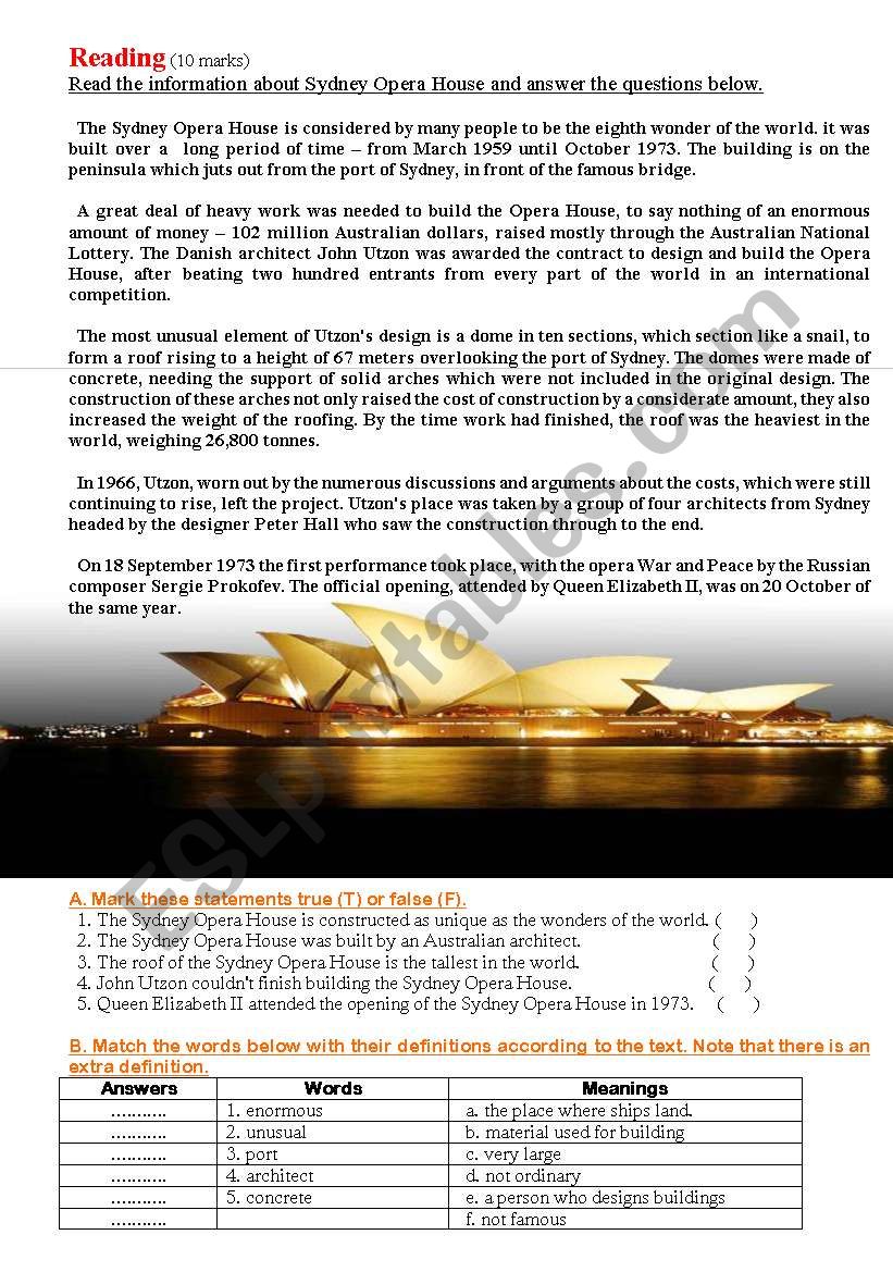 Reading: The Sydney Opera House