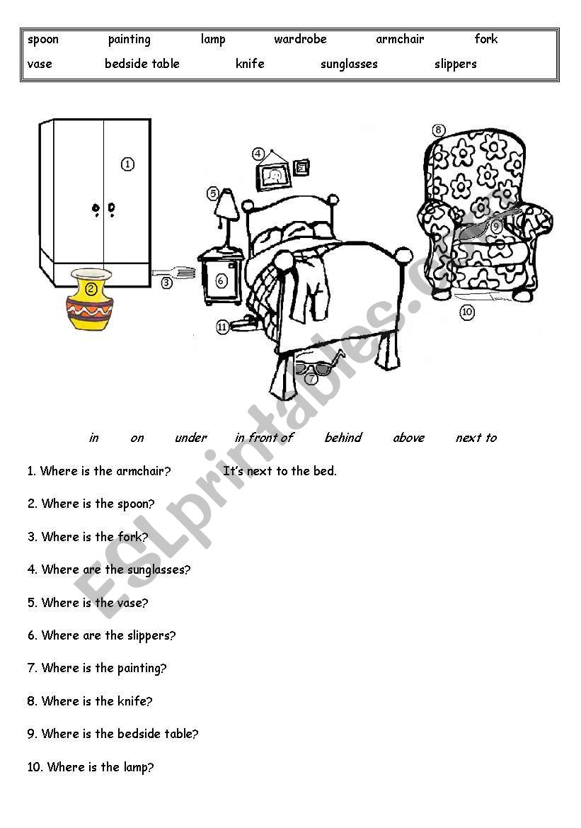 prepositions of place worksheet