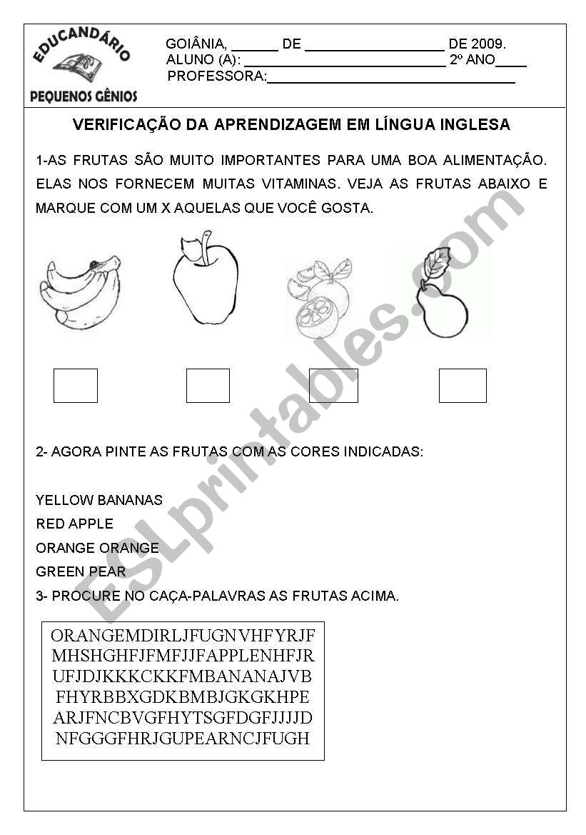 Fruits worksheet