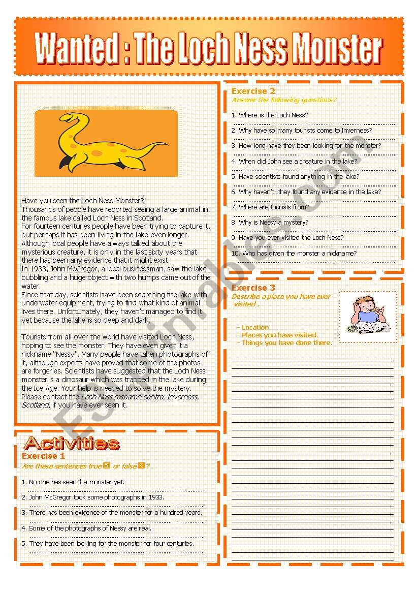  The Loch Ness Monster :READING AND GRAMMAR Series NÂº 6