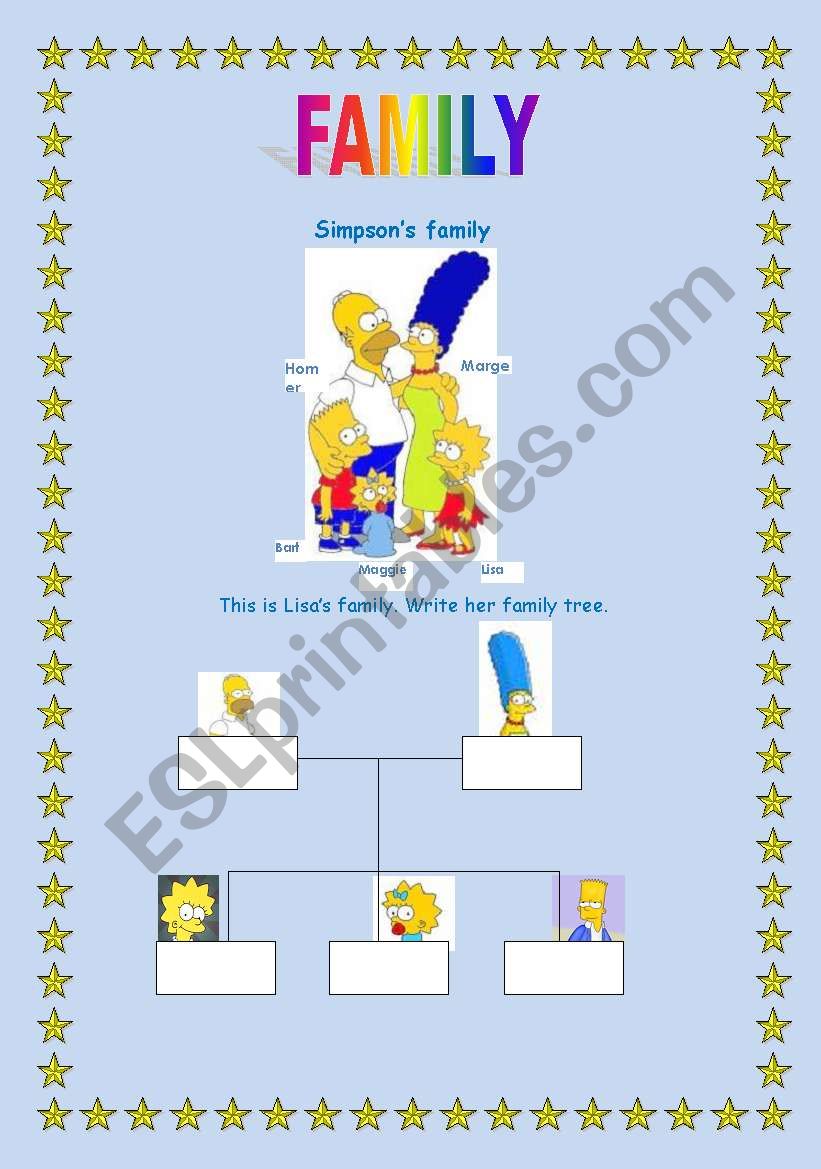 SIMPSONS FAMILY TREE worksheet