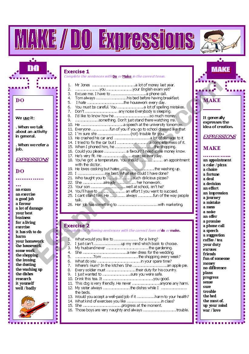 MAKE and  DO  EXPRESSIONS worksheet