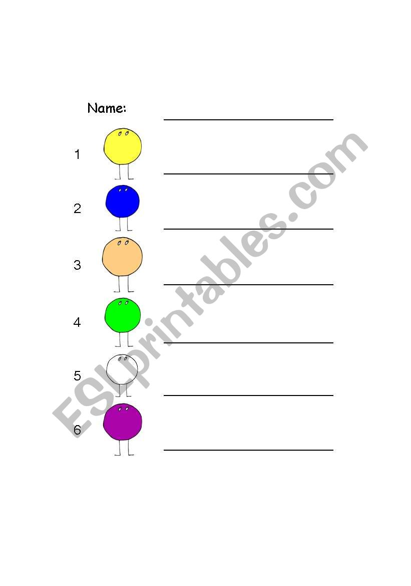 colours worksheet