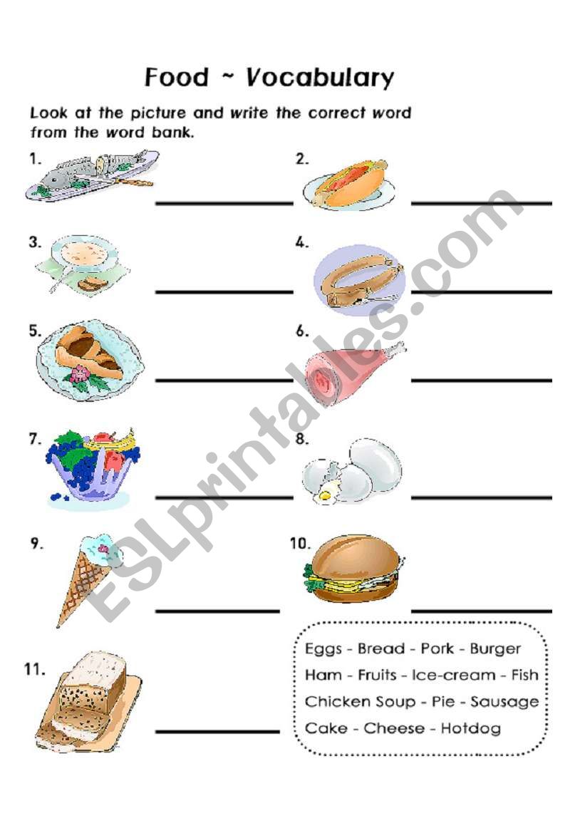 Food worksheet