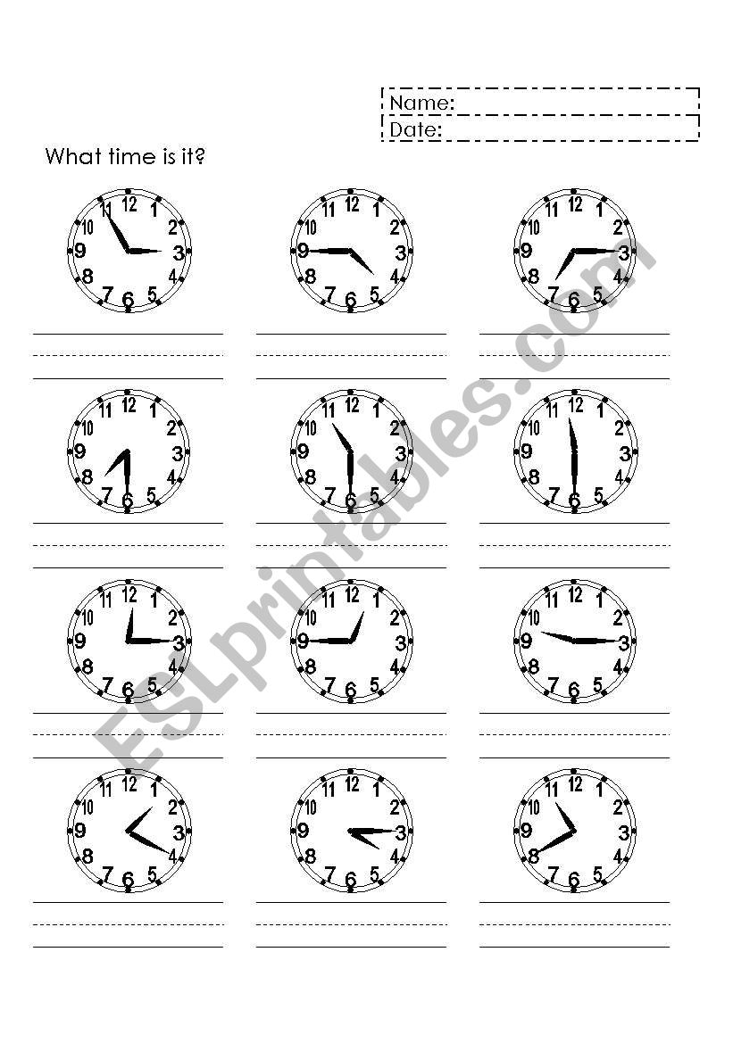 What time is it? worksheet