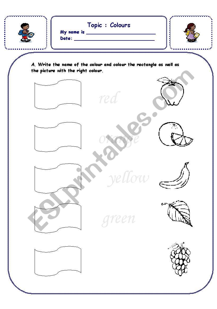 The colours worksheet