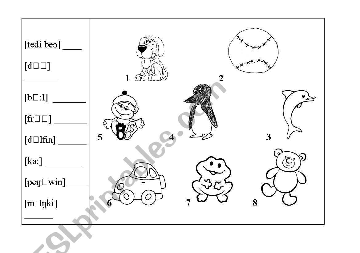 Toys worksheet