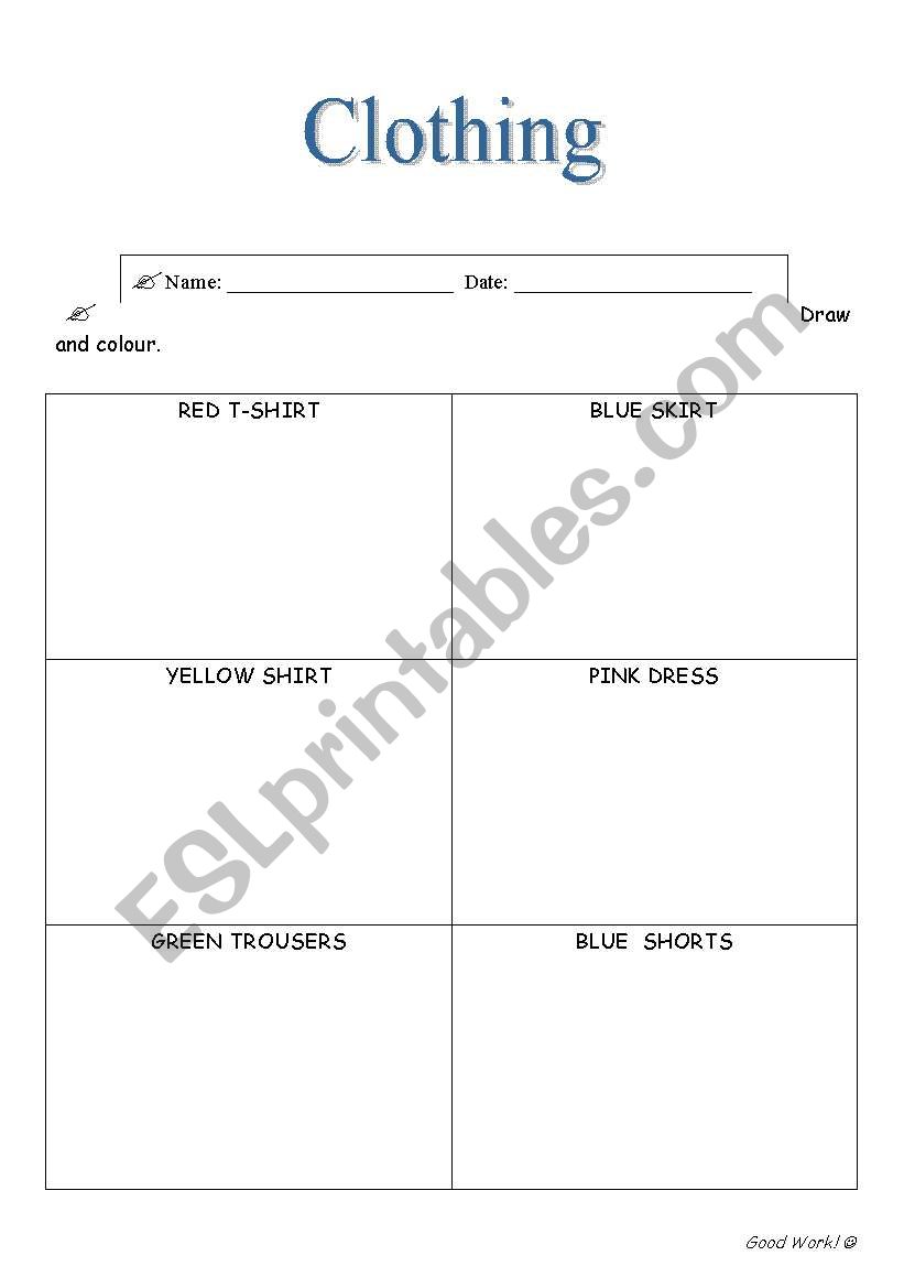Clothing worksheet