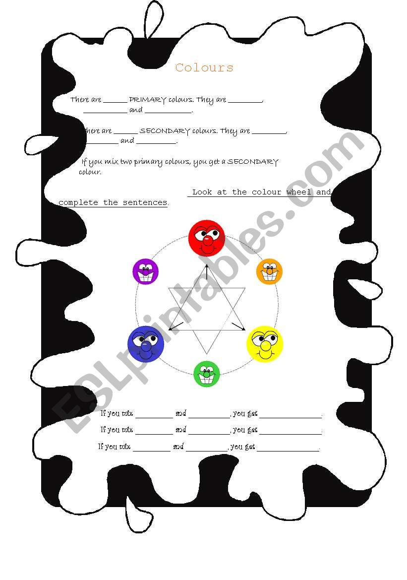 Primary and Secondary Colours worksheet