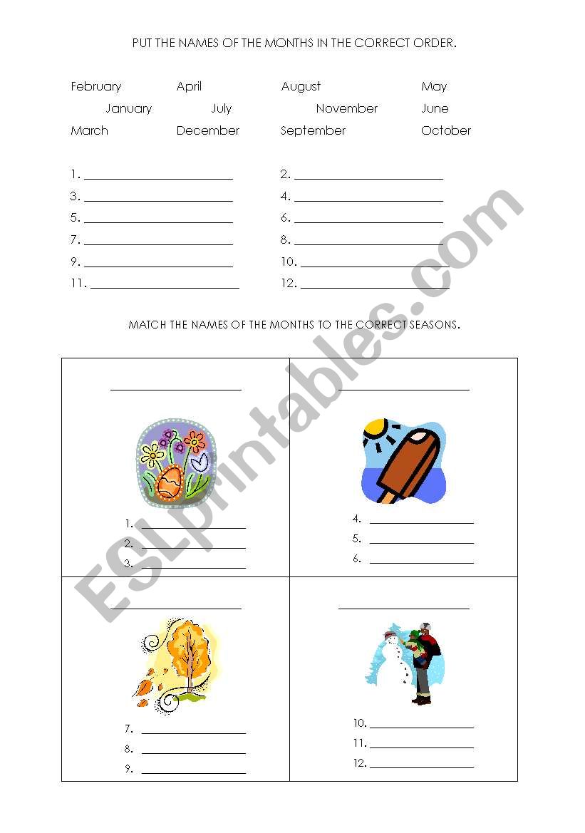 Around the year.  worksheet