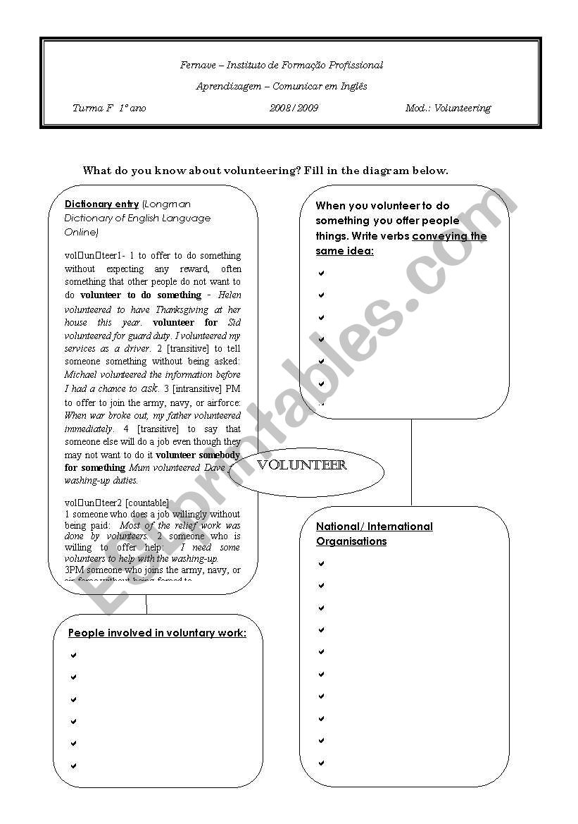 volunteer worksheet