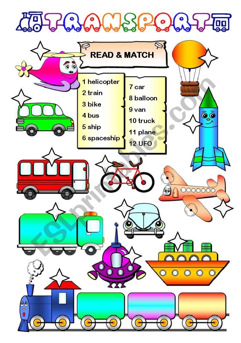 Transport (B&W on page 2) worksheet