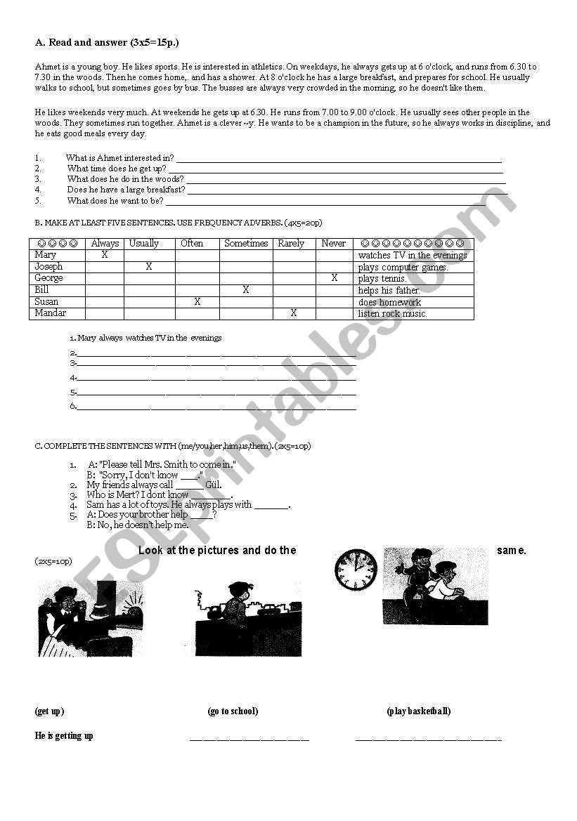 present tense 6th grade worksheet