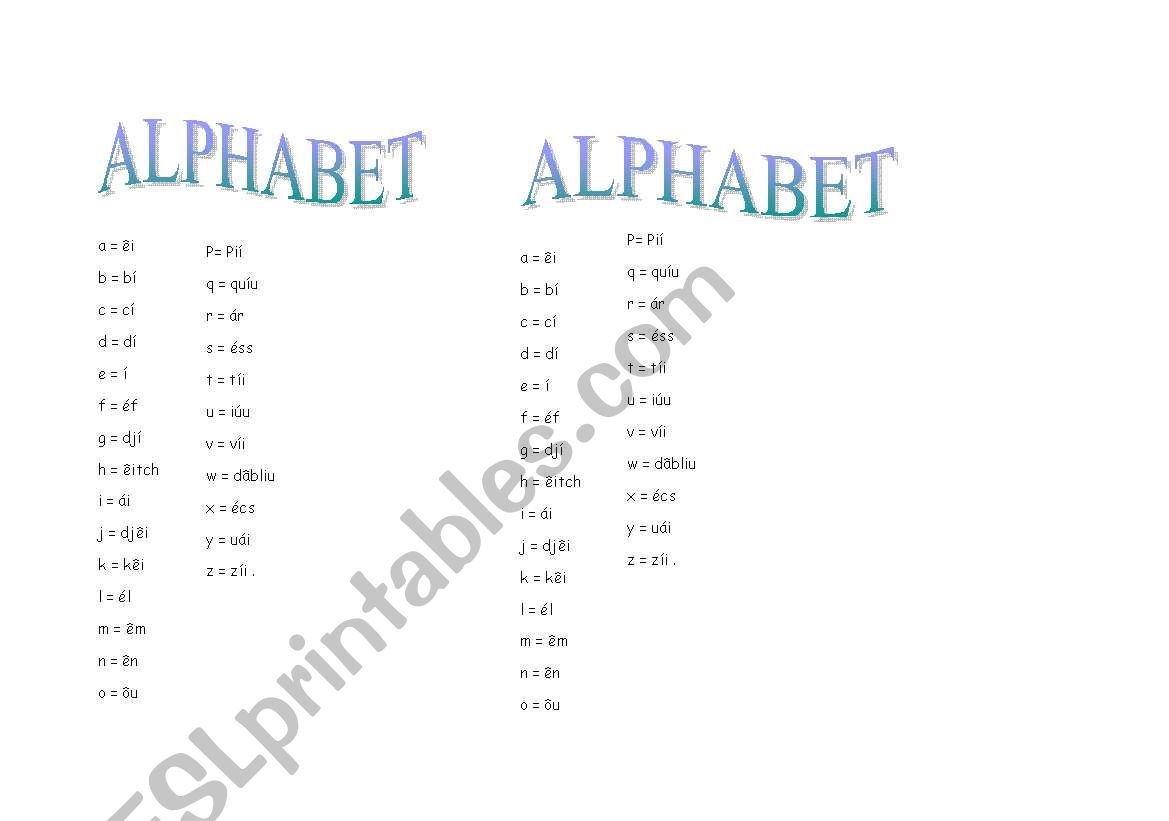 ALPHABET worksheet