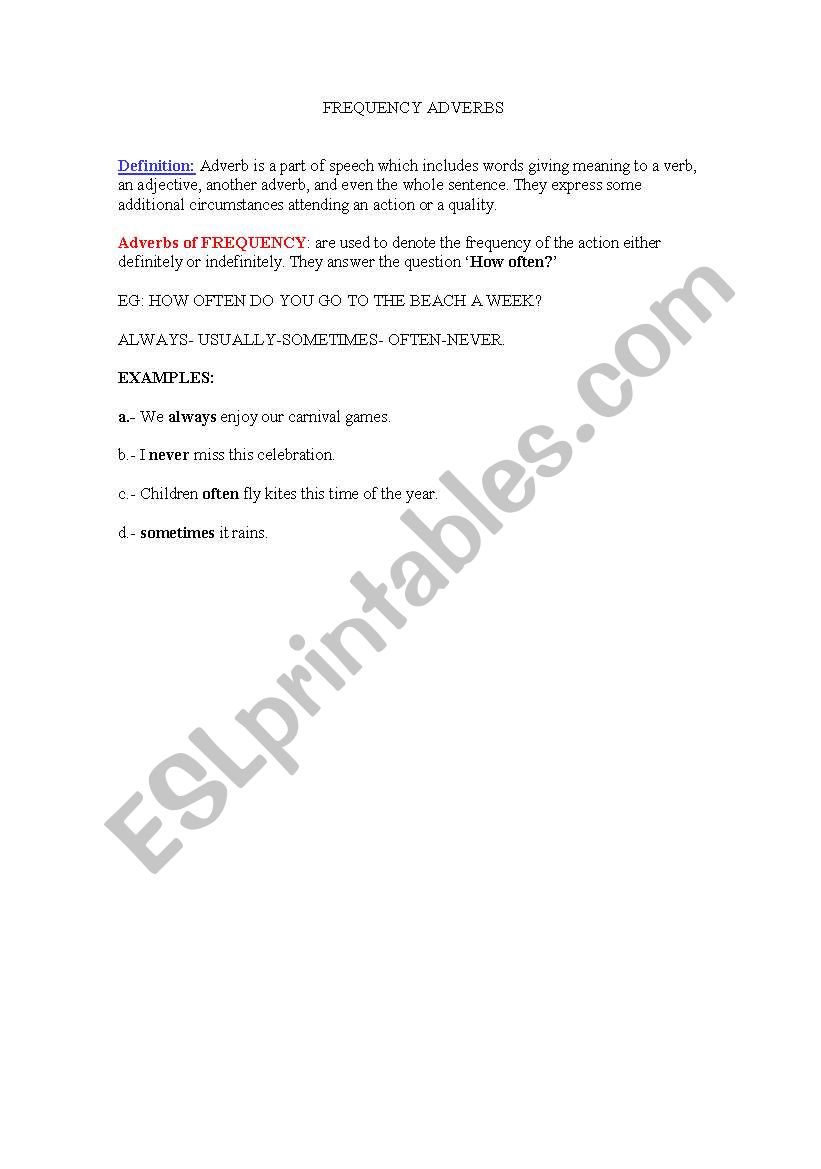 adverbs meaning worksheet