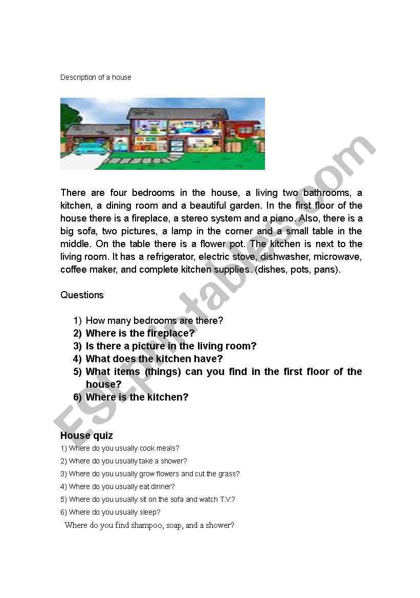 Rooms in the house worksheet