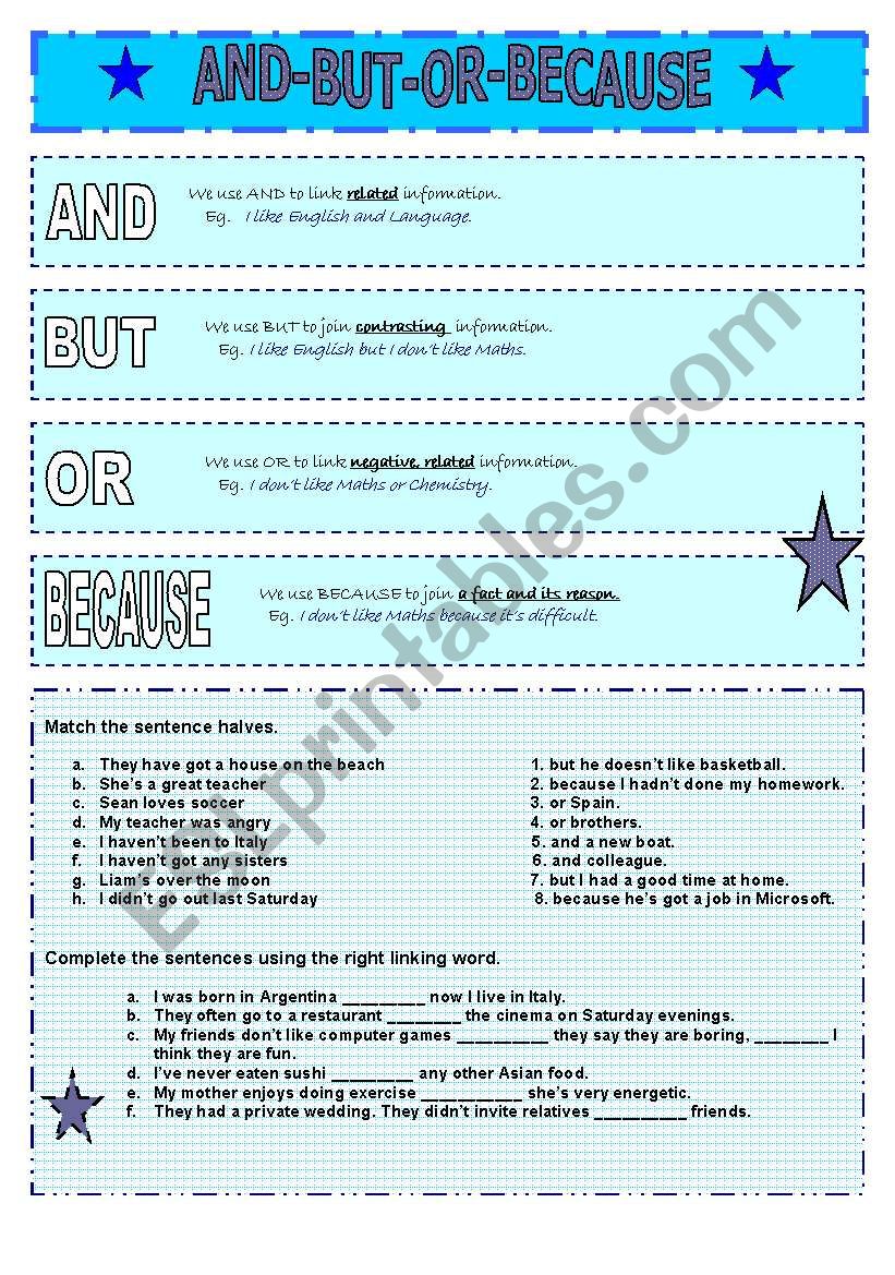 Linking words worksheet