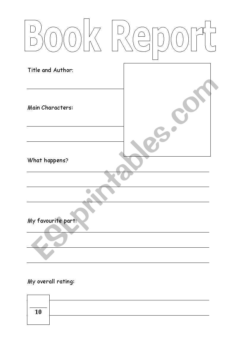 Book Report worksheet