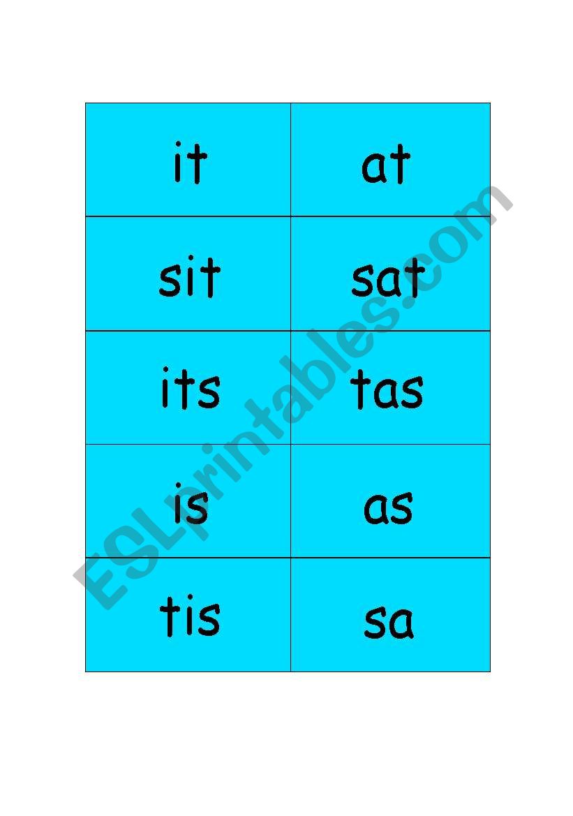 Jolly Phonics words for book one-first four sounds/s,a,t,i/
