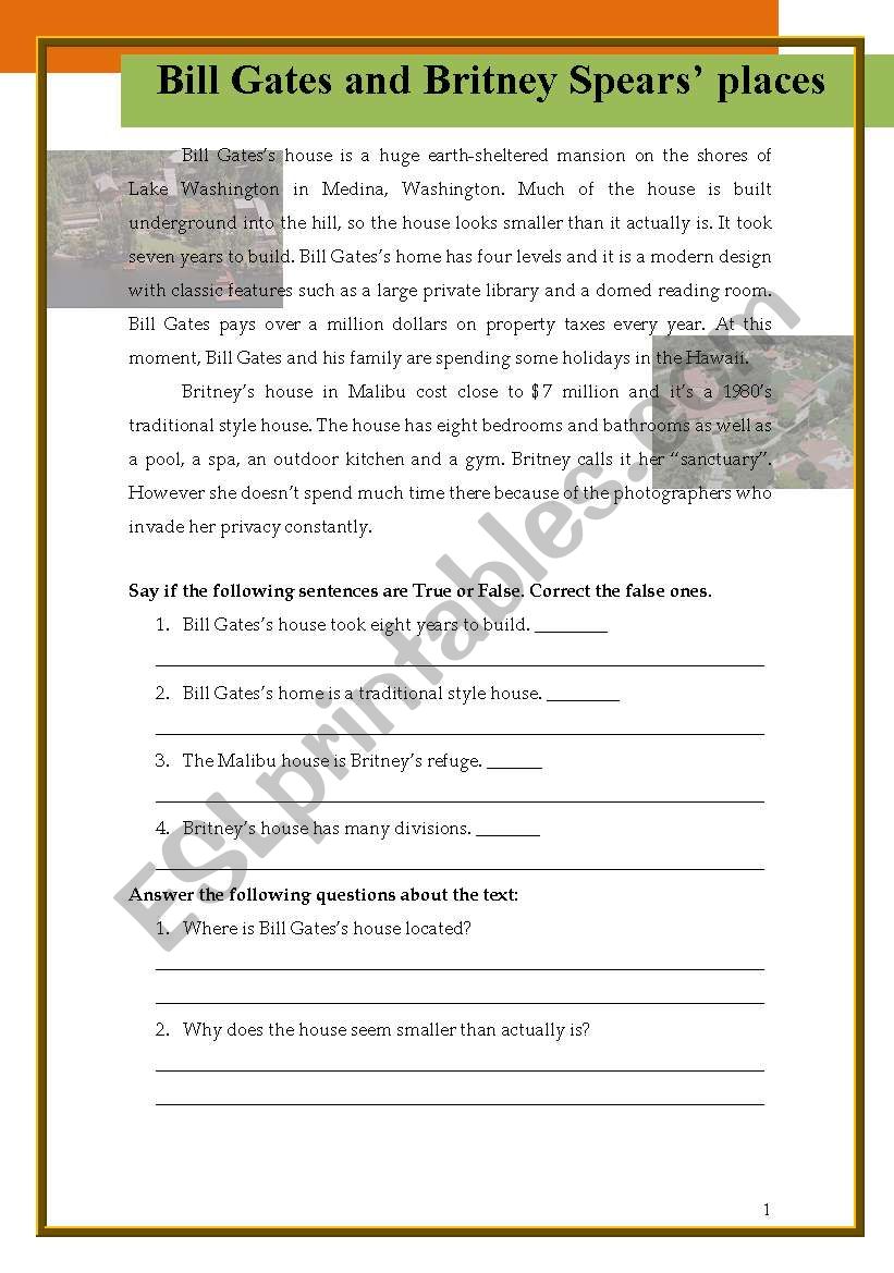 Bill Gates and Britney SpearsÂ´ places