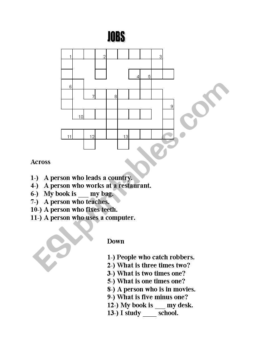 jobs worksheet