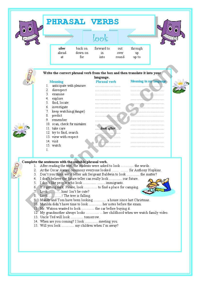 Phrasal verb - LOOK worksheet