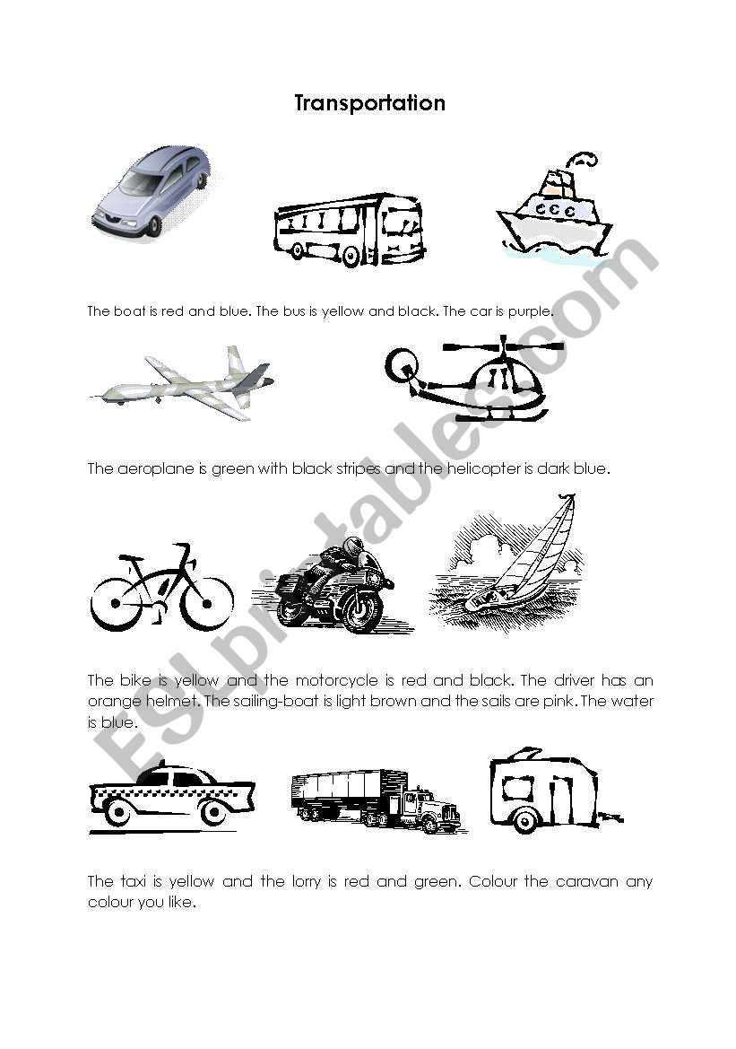 Transportation worksheet