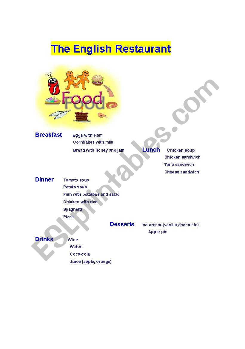 Food worksheet