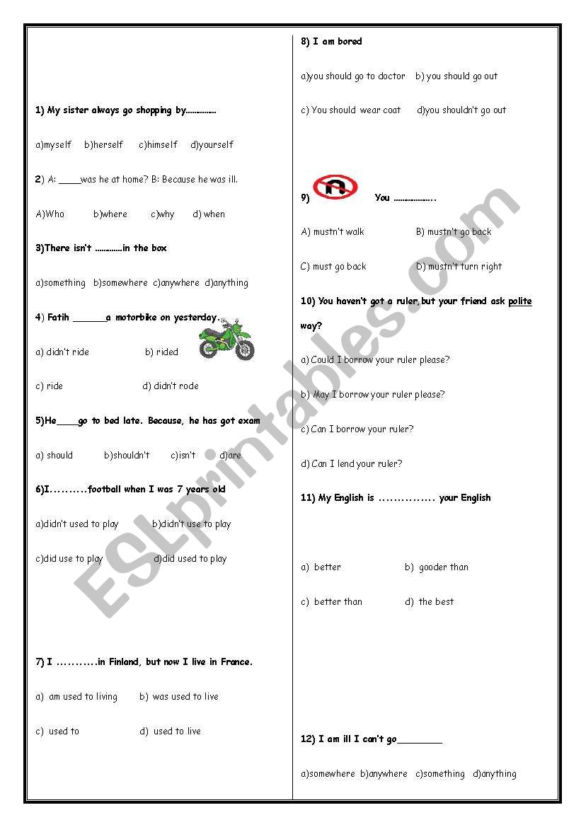 test worksheet