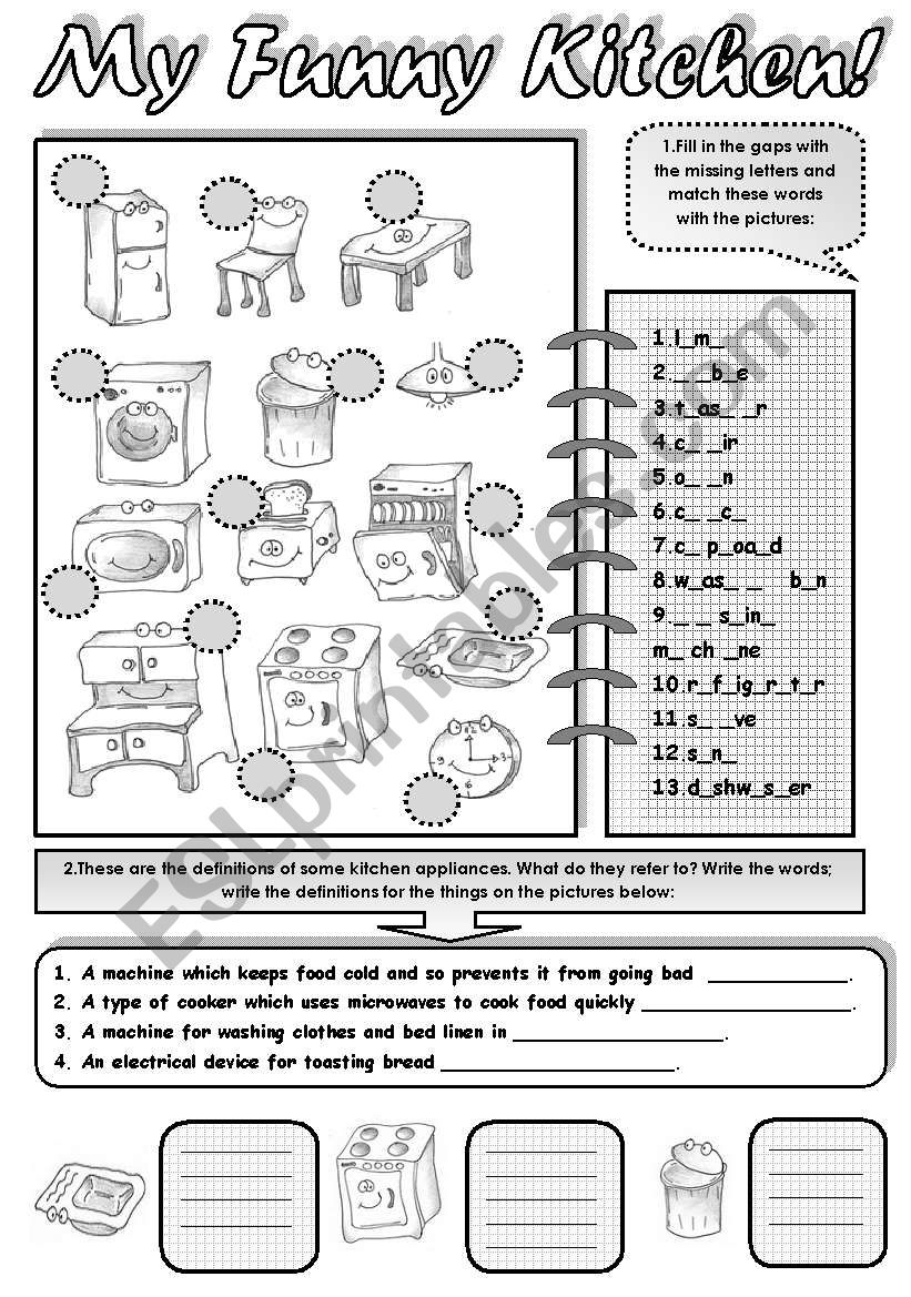 MY FUNNY KITCHEN! - vocabulary spelling and writing practice.