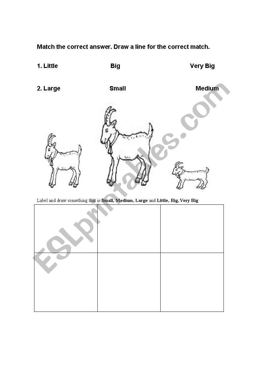 The Three Billy Goat Size Worksheet