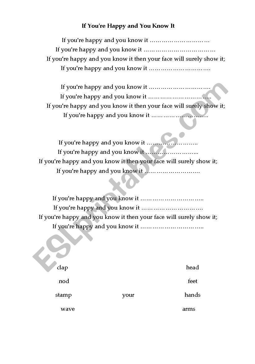 Action song  worksheet