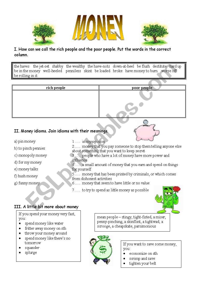 money worksheet