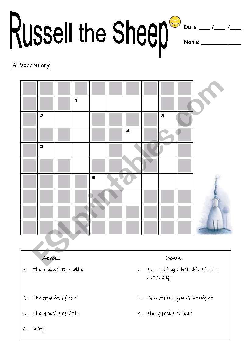 Russell the sheep worksheet