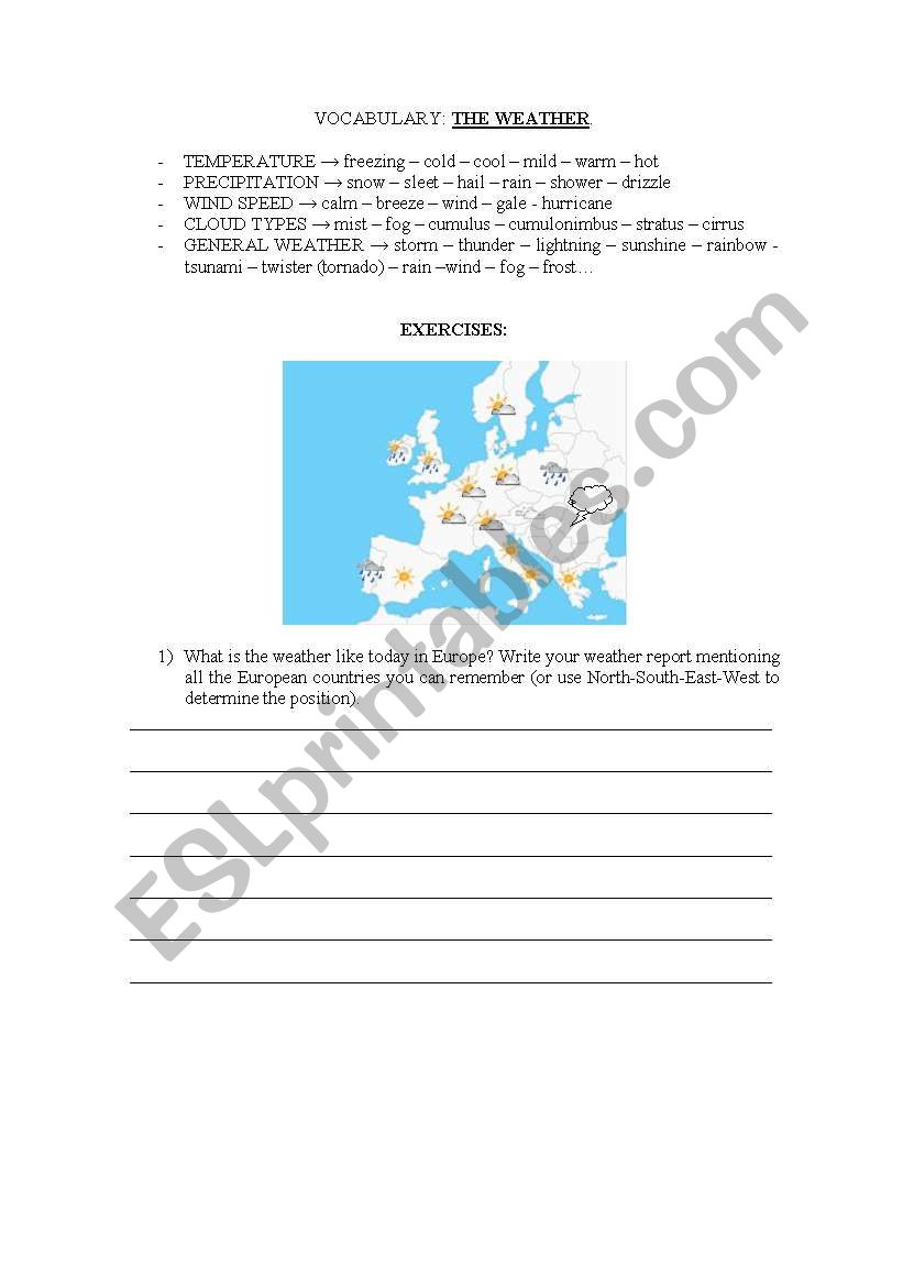 Weather report worksheet