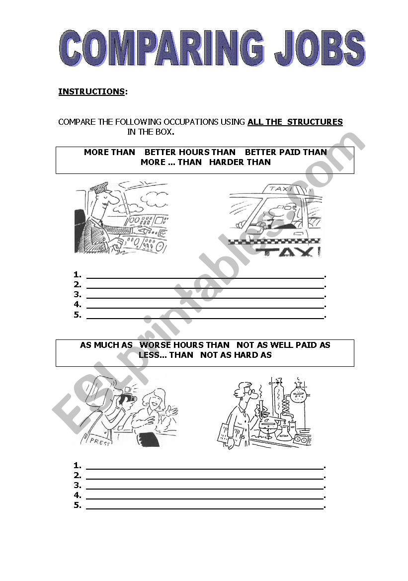 COMPARING JOBS worksheet