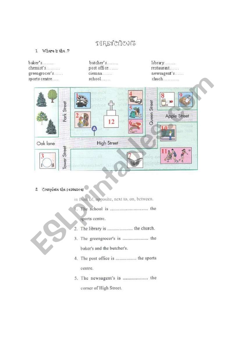 directions worksheet