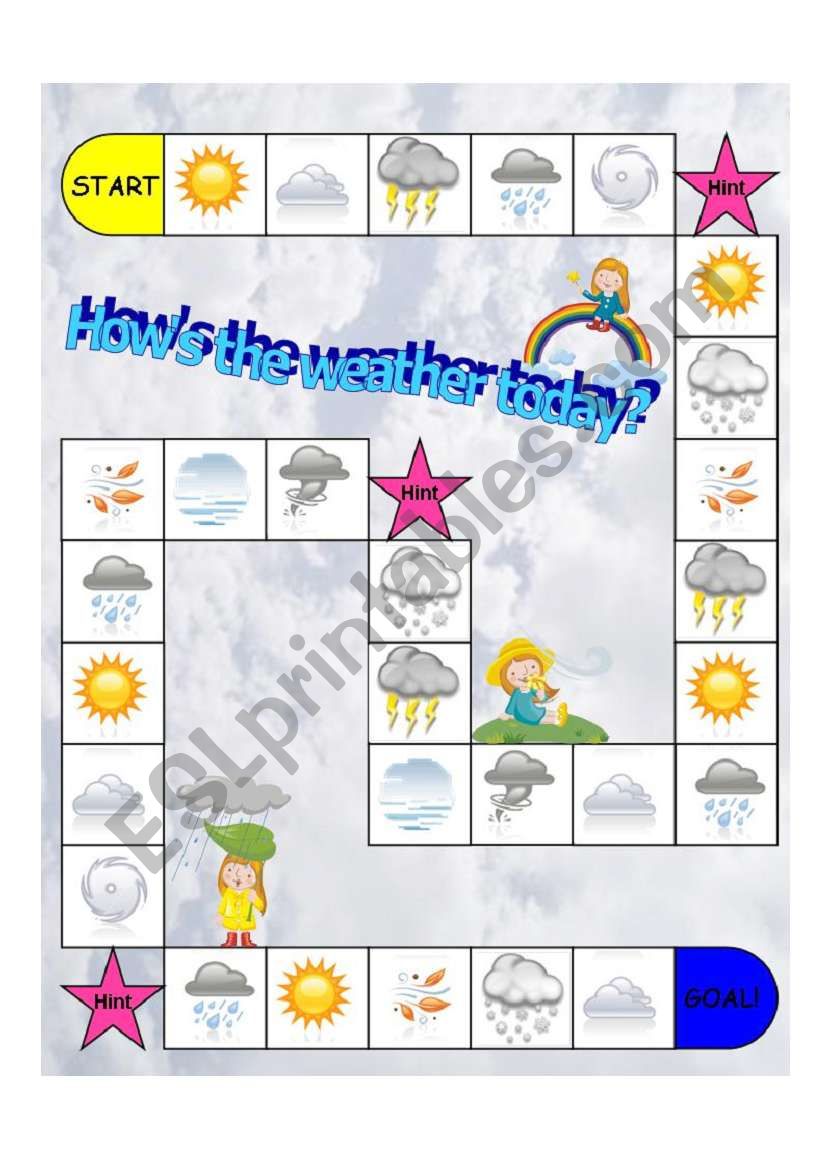 How Is The Weather? - ESL Board Game…: English ESL worksheets pdf & doc