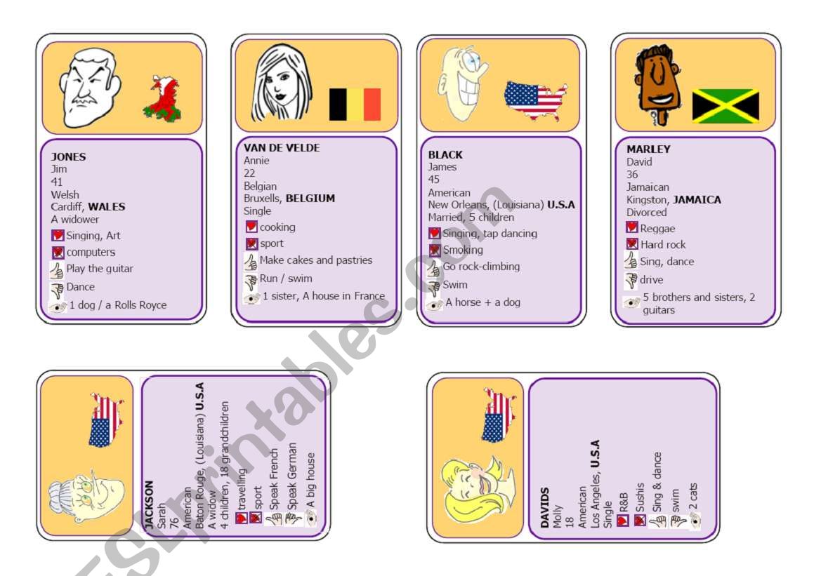 CARD GAMES 2/3 - Identity + likes + CAN + Possession (6cards/24)