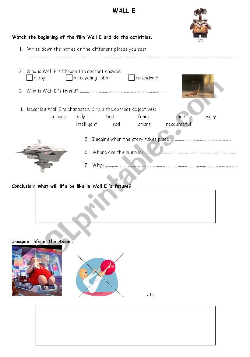 WALL-E worksheet