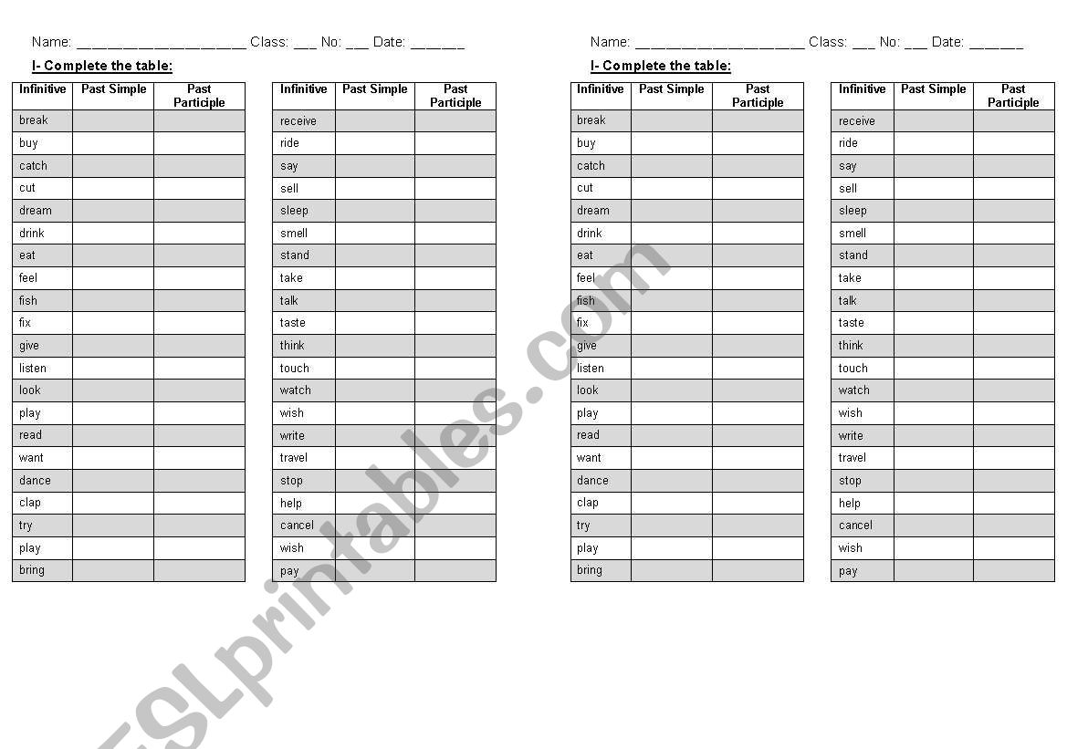 past simple (regular and irregular)