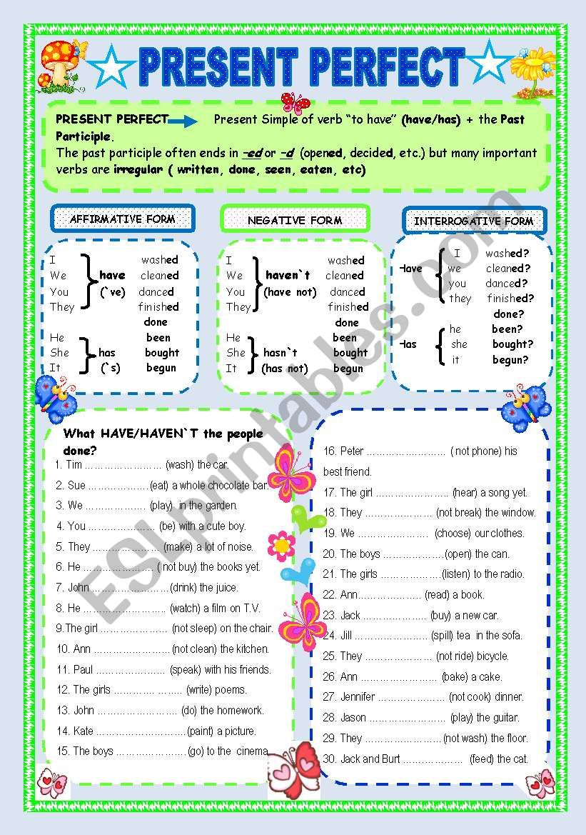 PRESENT PERFECT worksheet