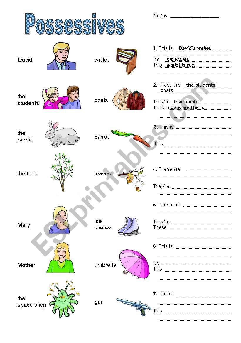 possesives worksheet