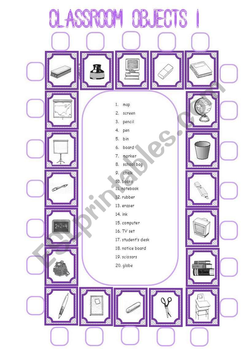 CLASSROOM OBJECTS (1ST PART) worksheet