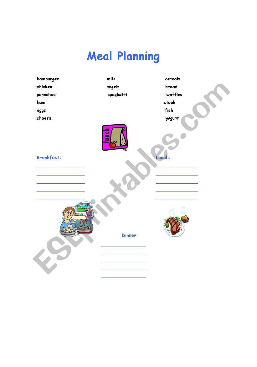 Meal planning worksheet